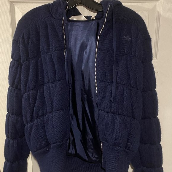 Adidas Originals Women's Dark Indigo LC S KNIT Winter Jacket Size Medium E81240 - Picture 1 of 4